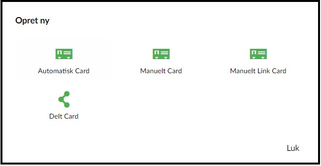 Vælg cardstype