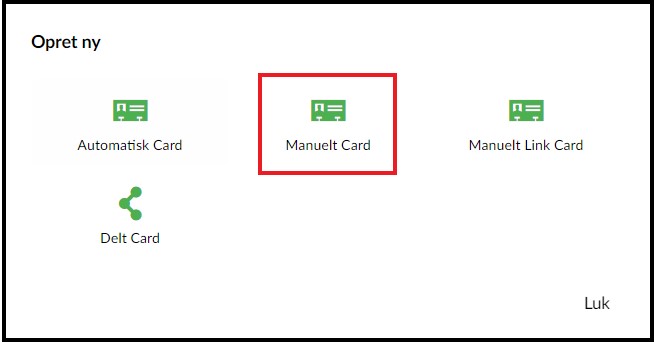 Manuelt card