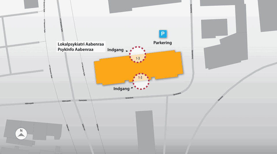 Oversigtskort, Lokalpsykiatri Aabenraa, Opnørplads
