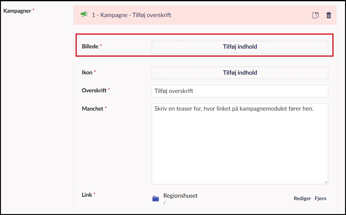 Tilføj billede kampagnemodul