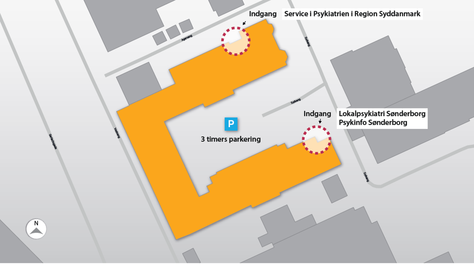 Oversigtskort, Lokalpsykiatri Sønderborg, Sydvang