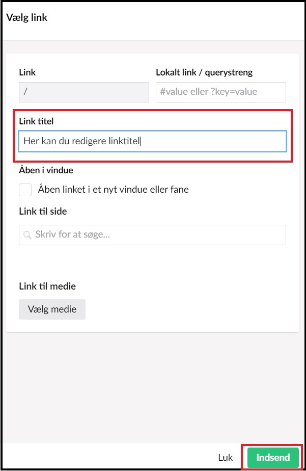 Ændre linktitel
