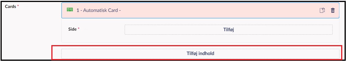 Tilføj yderligere cards