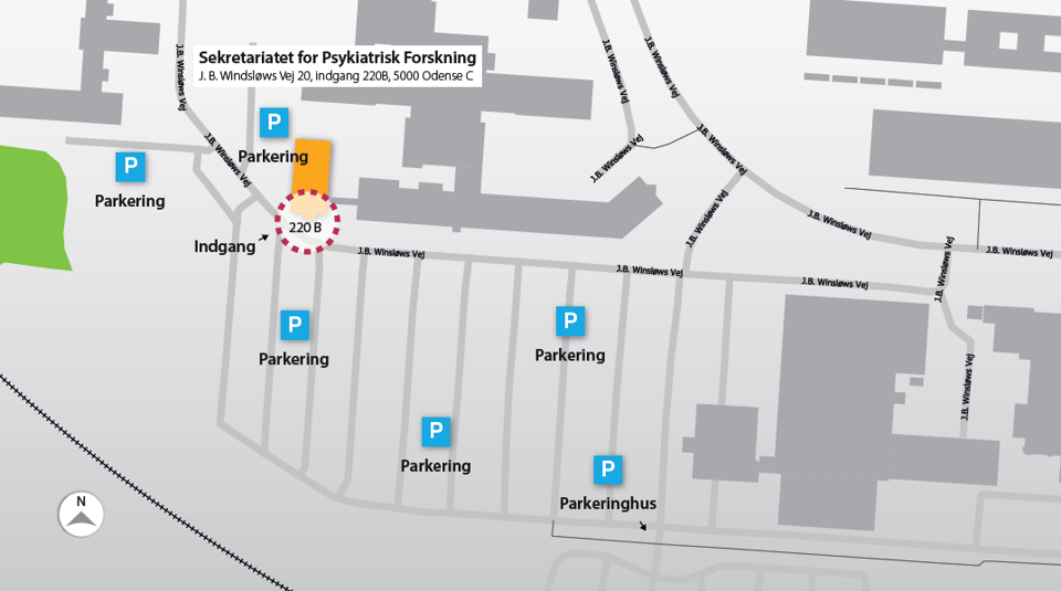 Oversigtskort for Sekretariatet for Psykiatrisk Forskning i Odense